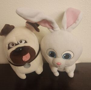 Secret Life Of Pets Ty Plush Dog Mel and Snowball Rabbit Toy Set